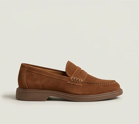 Chestnut suede penny loafer concept